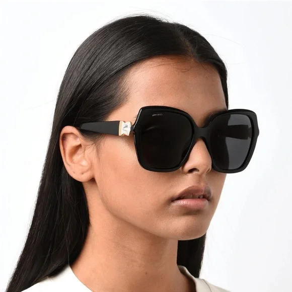 Jimmy Choo Manon Shiny Black Sunglasses Women’s - Picture 1 of 12